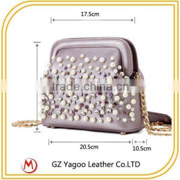 China Wholesale Latest Fashion Design Decorated With Pearl Ladies Clutch Bag photo-6