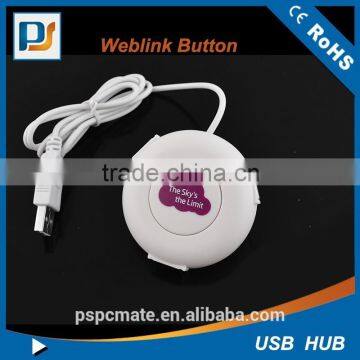 White color USB webkey button with 3 usb hub ports weblink button for advertising