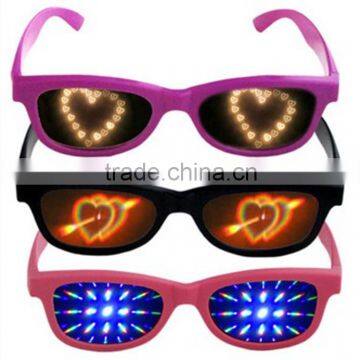 2014 colorful fashional party glasses heart diffraction