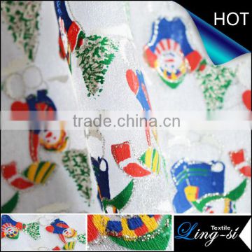 Snow Man Design Printed Organza Fabric