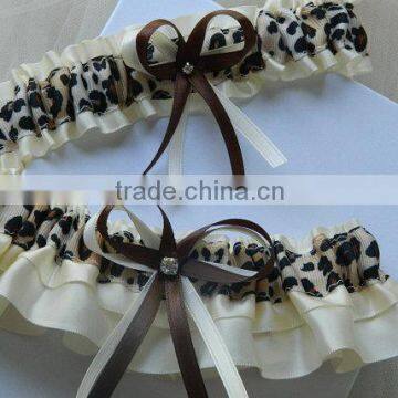 Sexy Leopard Garter Set,Ivory Ribbon Printed Garter For Girls