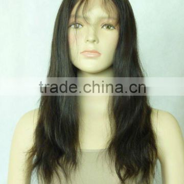 Top quality Indian remy hair lace front wig 20" natural straight