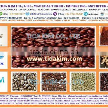 FREEZE DRIED INSTANT COFFEE 100%- AGGLOMERATED ARABICA ROBUSTA VIETNAM SOLUBLE COFFEE TIDA KIM IN BULK OEM- ROASTED COFFEE