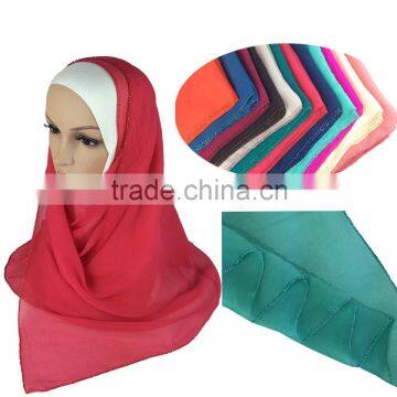 100% Silk beading plain hijab muslim scarf