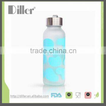 Eco Friendly Beautiful Frosted Cola Beverage subzero Glass water Bottle With Cap