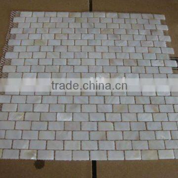 15*25mm pure white rectangle freshwater river shell mosaic wall tile