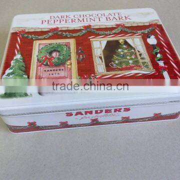 Rect. cookie tin with hinged lid
