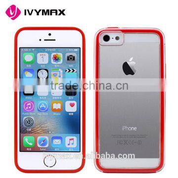 China supplier hard back plastic pc+tpu crystal clear hard phone case cover for apple iphone se/5s/5g