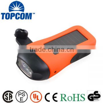 Phone charger 3 led solar dynamo flashlight