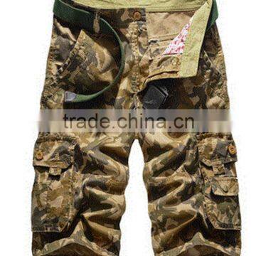 Mens wholesale heavy cotton heavy wash camo printed cargo shorts