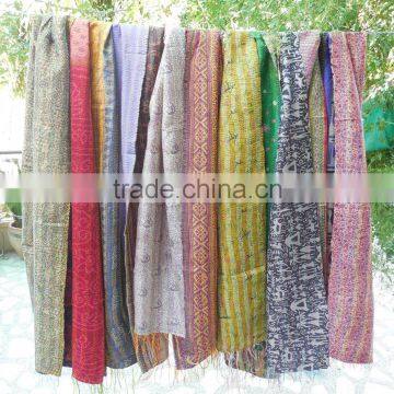 kantha shawl scarf scarves vintage tribal print saree silk scarf bohemian shawl