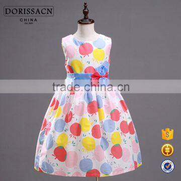 artistic colorful apple pattern cotton girl dress