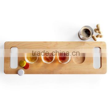 2015 new design wood beer Tasting Serving tray Paddle Beer Bamboo 4 Beer Flight with handle                        
                                                Quality Choice