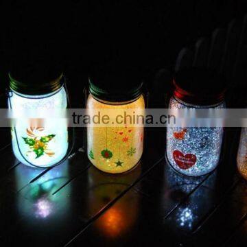 Solar Glitter jar solar hanging LED jar light