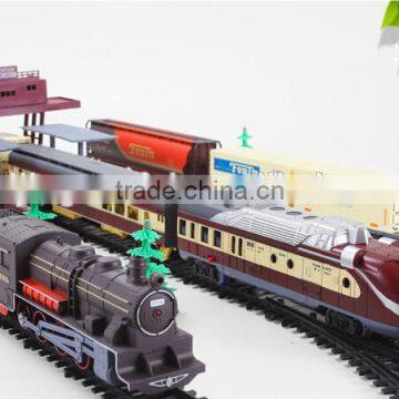 Small train tracks playsets long electric rail car simulation model of large children's toys