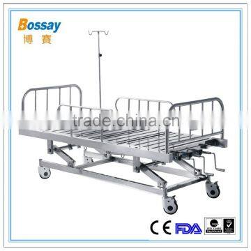 ICU Stainless steel Three function manual Hospital bed