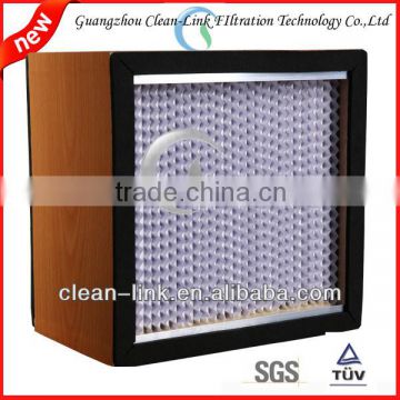 fibregalss filter paper waveness paper foil wood frame HEPA Panel filter