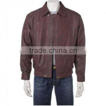Natural Mens Leather Bomber Jacket , Genuine Leather Bomber Jackets , Black Wholesale Bomber Faux Leather Jacket photo-4