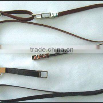 Plain PU leather/grain leather with metal hook and metal buckle