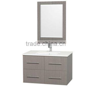 New design wall-mounted melamine bathroom vanities stone top cabinets