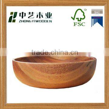 Customized manufacturing good quality unique design round decorative wooden salad bowl