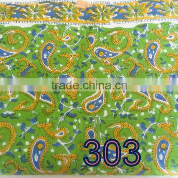 RTC-28 Green Color Flower Printed Hand Block Printed Fabric 100% Cotton Natural Fabric Manufacturer Jaipur