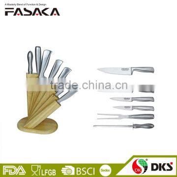 KH1306 Set of 8 PCS New design with Hollow handle Stainless Steel with Wooden block cooking knife