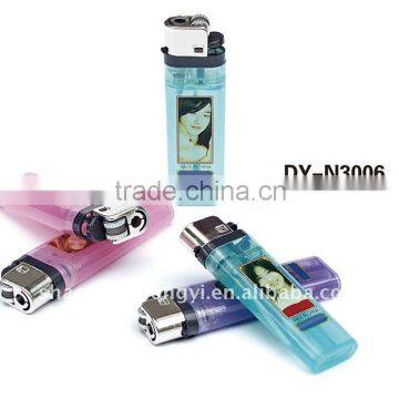 80mm disposable flint lighter with black head and film sticker