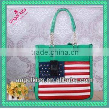 2014 new design fashion PU woman handbag flag designer handbags made in china