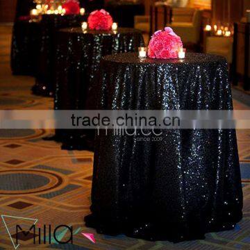 Black sequin 120" round tablecloth