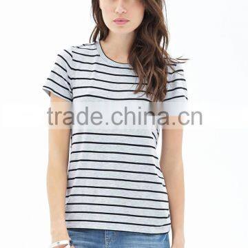 2014 Women Tshirts New Design Striped T Shirt of Jersey Fabric 100% Cotton T-shirts Christmas Discount Sale Offer