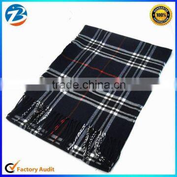 Wholesale Men's Black Plaid Winter Cashmere Long Scarf Shawl