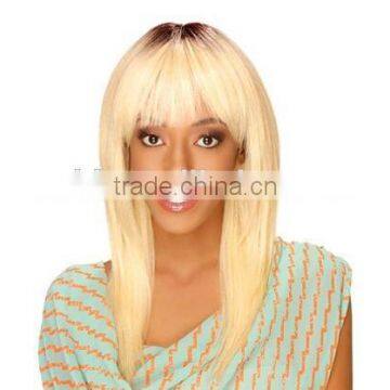 Middle Length Blonde Straight Hair Synthetic Fibre