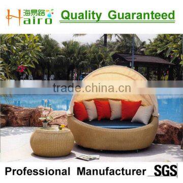 Aluminum and PE rattan wicker sun bed canopy