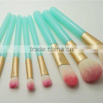 Free Makeup Samples Synthetic Hair Brushes 8pcs Green Plastic Brush Sets for Girls