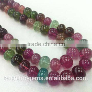 #HMZ666 Natural Multi-Color Plain Roundel Gemstone beads Tourmaline Necklace