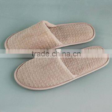 Jacquard Weave Velour Hotel Slippers with Rubber soles