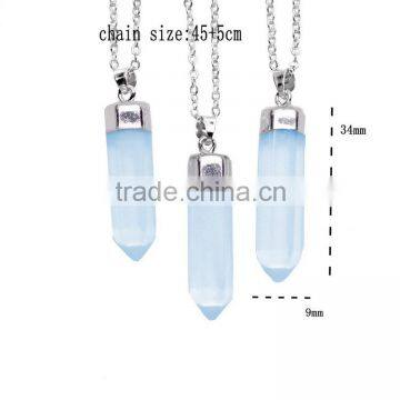 Classic Sky Blue Bullet Shape Glitter Druzy Stone Pendant Necklace Choker For Women