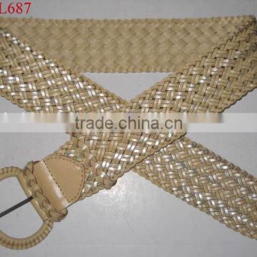 fashion braided weave knited belt with pin buckle