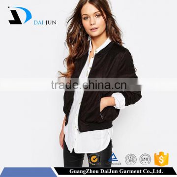 Daijun oem fashion black 100% cotton casual style short lady jacket