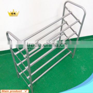 High Quality 4 Tier Iron Storage Rack Metal Shoe Display Shoe Shelf Silver