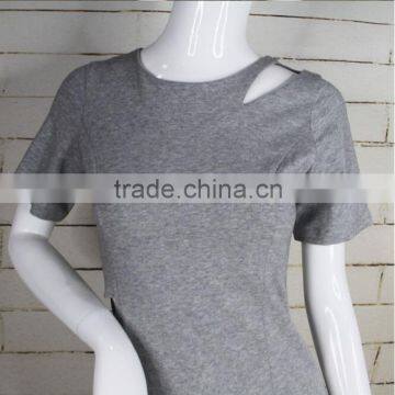 Fashion Elegant Gray Short Sleeve Round Neck Sexy Western Gowns Ladies Dresses From China Supplier on photo-4