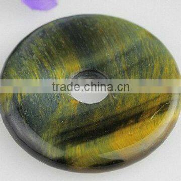 50mm natural yellow tiger eye donut shaped pendant