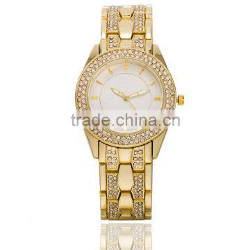 High quality alibaba express well-selling vintage women alloy metal gold plated strap cheapest diamond watch