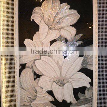 LJ Glass Mosaic Mural Tile White Flowers Picture Mosaics