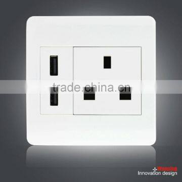 PC Material Panel AC 110V-250V UK Socket 2 USB Port DC 5V 2.1A Power Wall Outlet