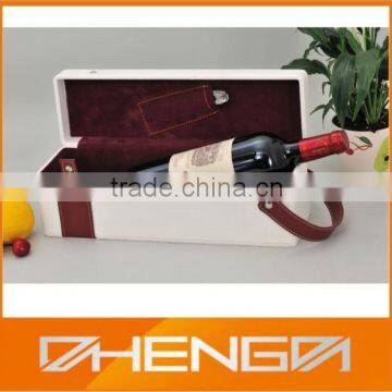 Hot!!! Customized Made-in-China White Leather Unique Shape Christmas Gift Wine Box(ZDW13-W031)