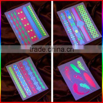 hot sale color changing fluorescence flash tattoo stickers