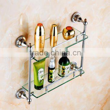 80900 Bathroom Shelf Towels for Bathroom Double Glass Shelf Hotel Use Toilet Accessories