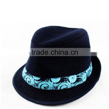 men women Black Design Wool Cap Felt Hats fedora hat With Iron Chain